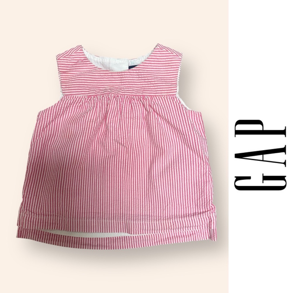 GAP Toddler Pink and White Seersucker Striped Dress, Size 12-18 M, MSRP $36